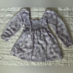 Audrey Parks X Francesca’s Purple Rose Floral Babydoll Cottagecore Mini Dress -M